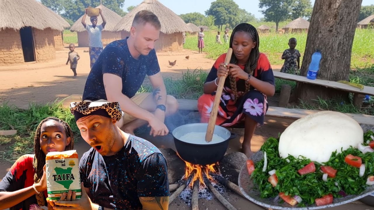 МОЙ БЕЛЫЙ ПАРЕНЬ ВПЕРВЫЕ ПРОБУЕТ КЕНИЙСКОЕ УГАЛИ🍚🍛🥬