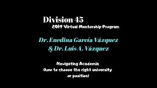 Div 45 Virtual Mentorship: Navigating Academia