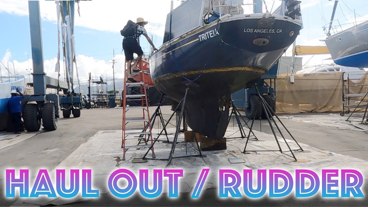 Triteia Hauls Out at Keehi Marine Center on Oahu to Repair the Broken Rudder