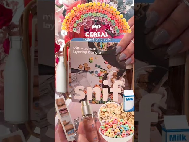 Snif the MILK + CEREAL Collection!! 🥛🥣 🍒🍊🍀🍞 Perfume ASMR (layered sounds, spraying)