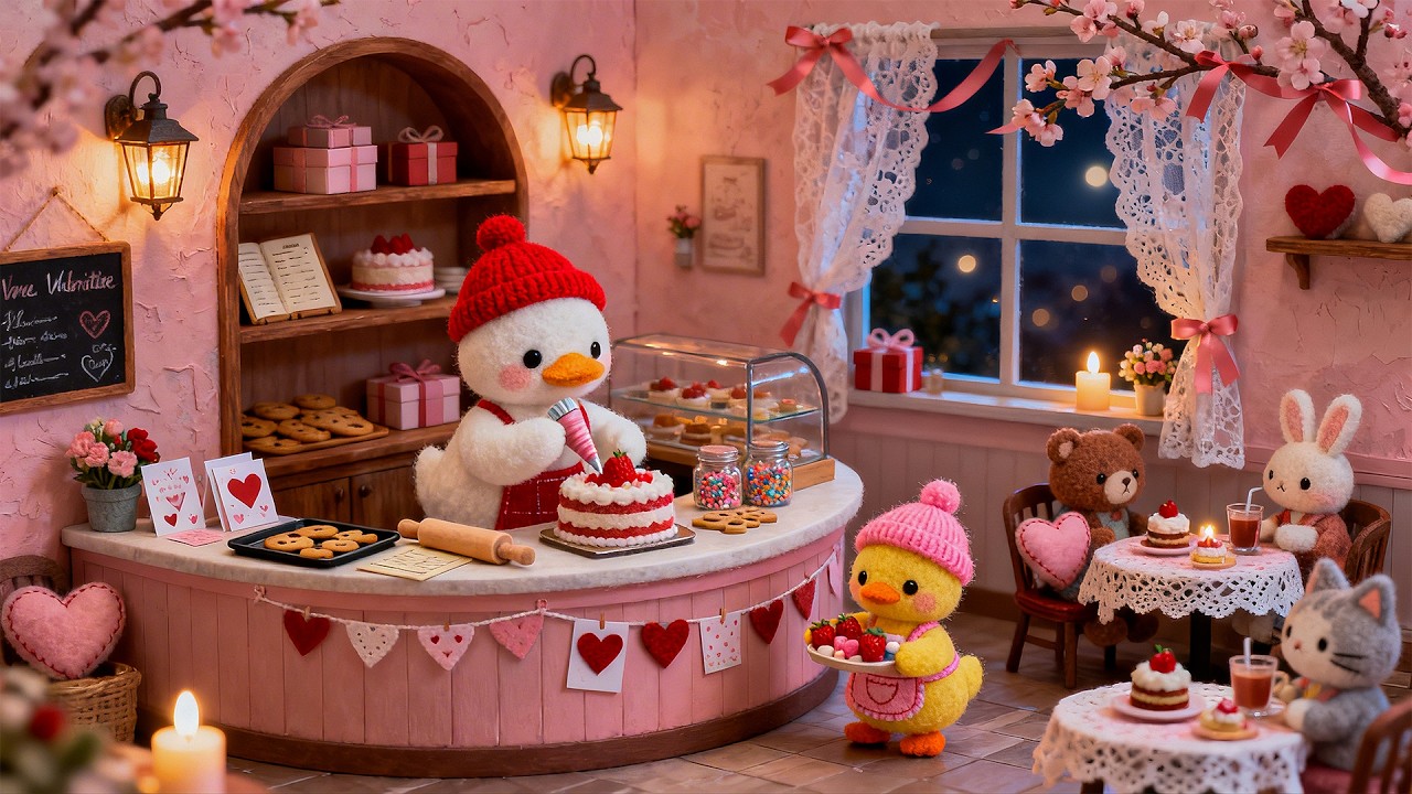 Relaxing Valentine Evening with QuackFi 💖 Warm Jazz for Couples & Romance 🌹 Cozy Bakery's Love