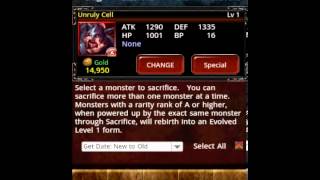 Dark Summoner - How to Evolve two Rank A monsters Evolution Sacrafice Reckless Cell