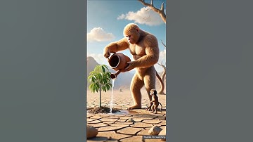 A monkey and his child grew a mango tree but a bear destroyed everything 😭 #ai #monkey #mango