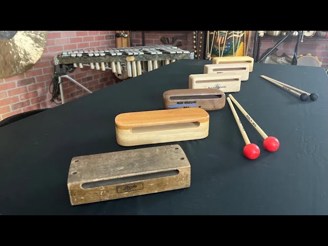 Mihey Wood Block Musical Instrument with Mallet Solid Hardwood Percussion Rhythm Blocks