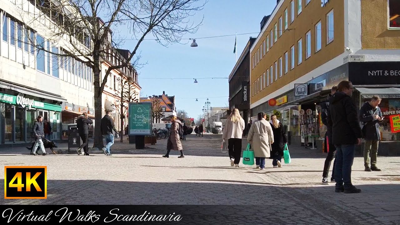 Afternoon city walk in Växjö, Sweden - 4K City Walk