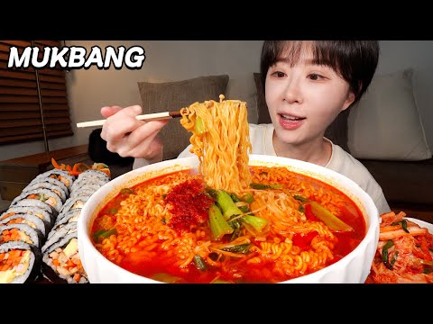 +참치김밥, <strong>치즈김밥</strong>  Spicy ramyun, Gimbap MUKBANG
