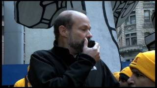NACA demonstrates against Chase Bank on Wall Street in New York City.