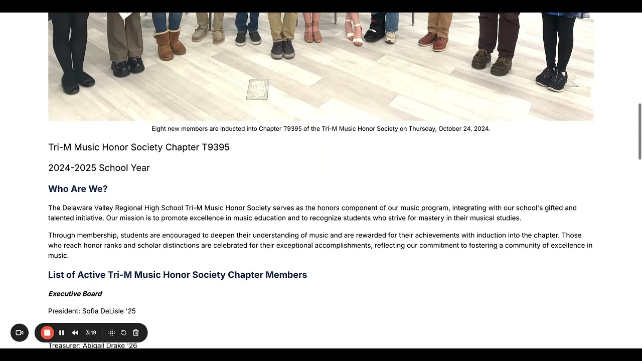 DVRHS Tri M Music Honor Society Website