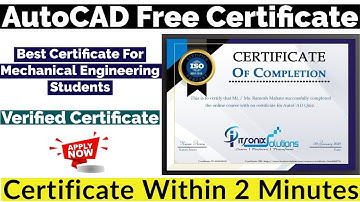 AutoCAD Free Certificate | Best Certificate for Mechanical Engineering Students