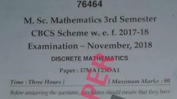 Mdu MSc Mathematics 3rd Sem Discrete Mathematics Question Paper 2021