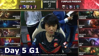 GAM vs FPX | Day 5 S9 LoL Worlds 2019 Group Stage | GAM Esports vs FunPlus Phoenix