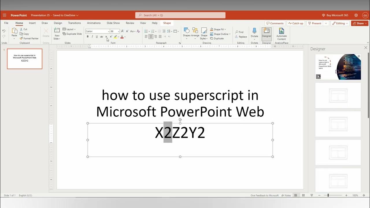 how to use superscript in Microsoft PowerPoint Web - YouTube
