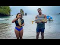 Travel  spearfishing for food  exploring tiny remote island