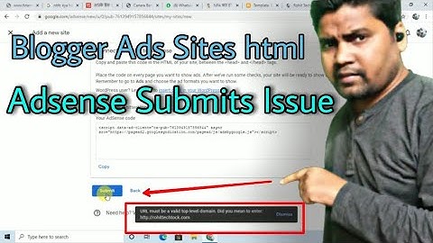 URL must be a valid top-level domain. did you mean to enter Google ads code not Submit issue Html bl