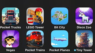 Pocket Trucks,Lego Tower,Bit City,Disco Zoo,Tiny Tower Vegas,Pocket Trains,Pocket Planes