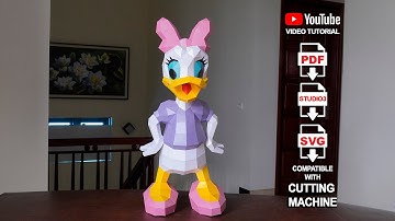 Handmade Daisy Duck Papercraft - Paper Crafting with Cricut, Low poly Paper Craft, 3d svg DIY Craft