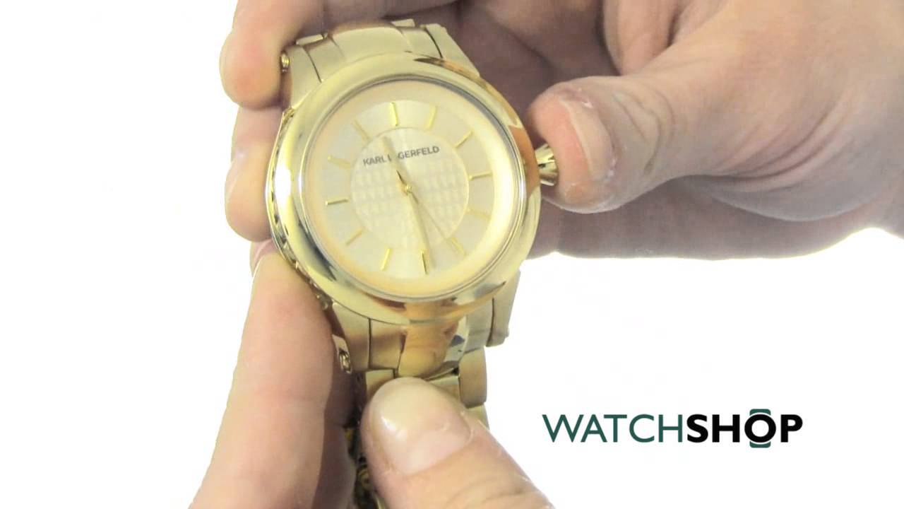 Karl Lagerfeld Gold Plated Logo Round Face Wrist Double Chain Watch Women main image 4
