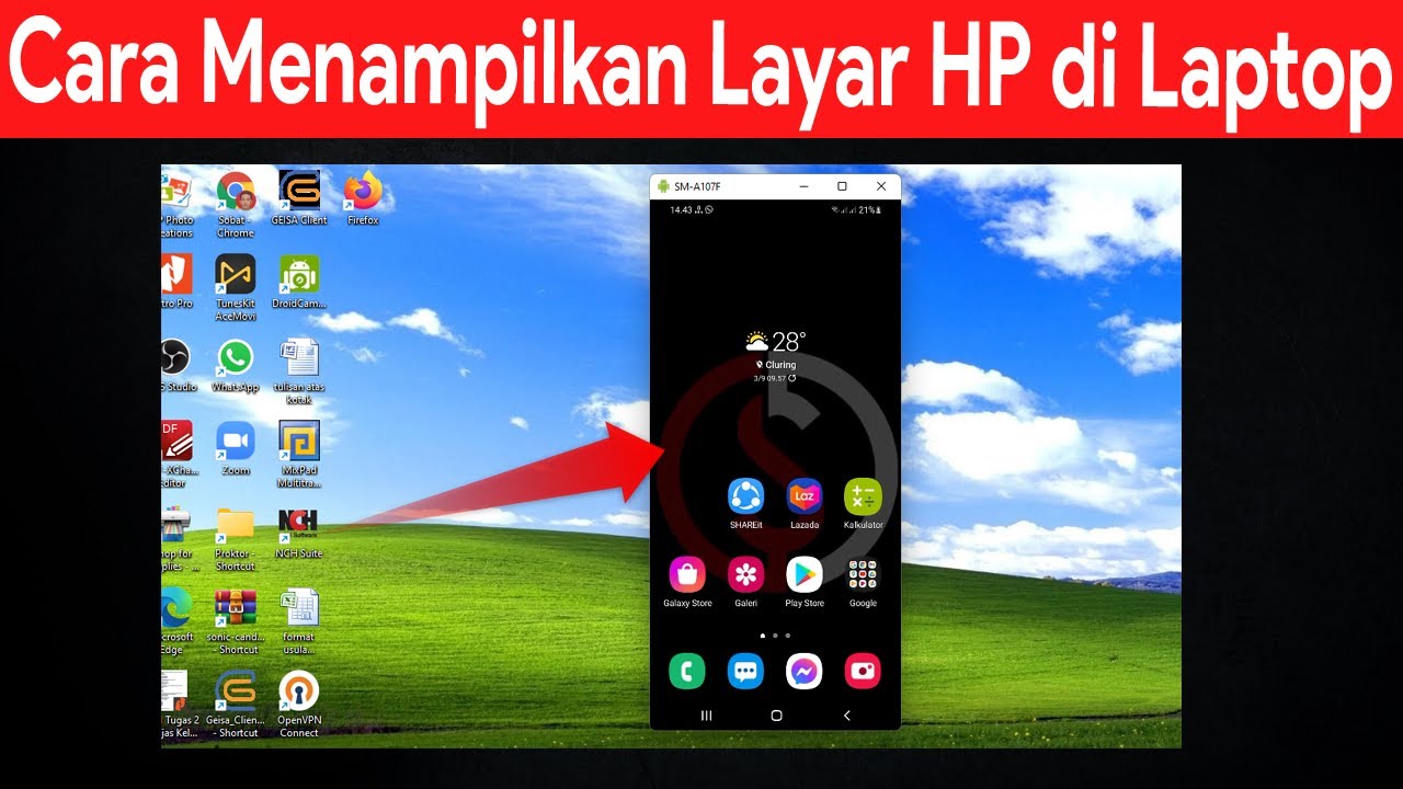 Cara Share Screen Atau Menampilkan Layar Hp Ke Laptop Dengan Usb Youtube