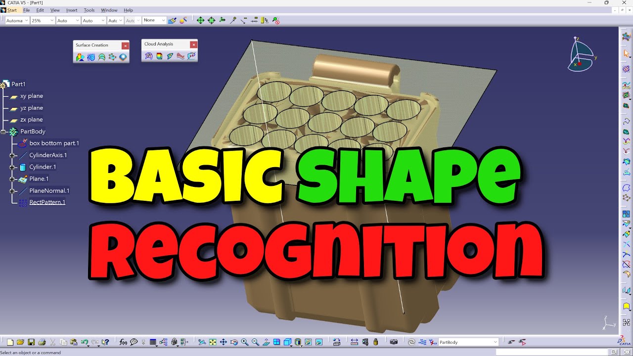 CATIA V5 - Обратное проектирование STL-файлов - Базовое распознавание форм и GSD #catiav5tutorial...
