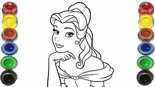 Beautiful Princess Belle Drawing for kids, Painting & Coloring for kids, Toddlers | Easy to Draw