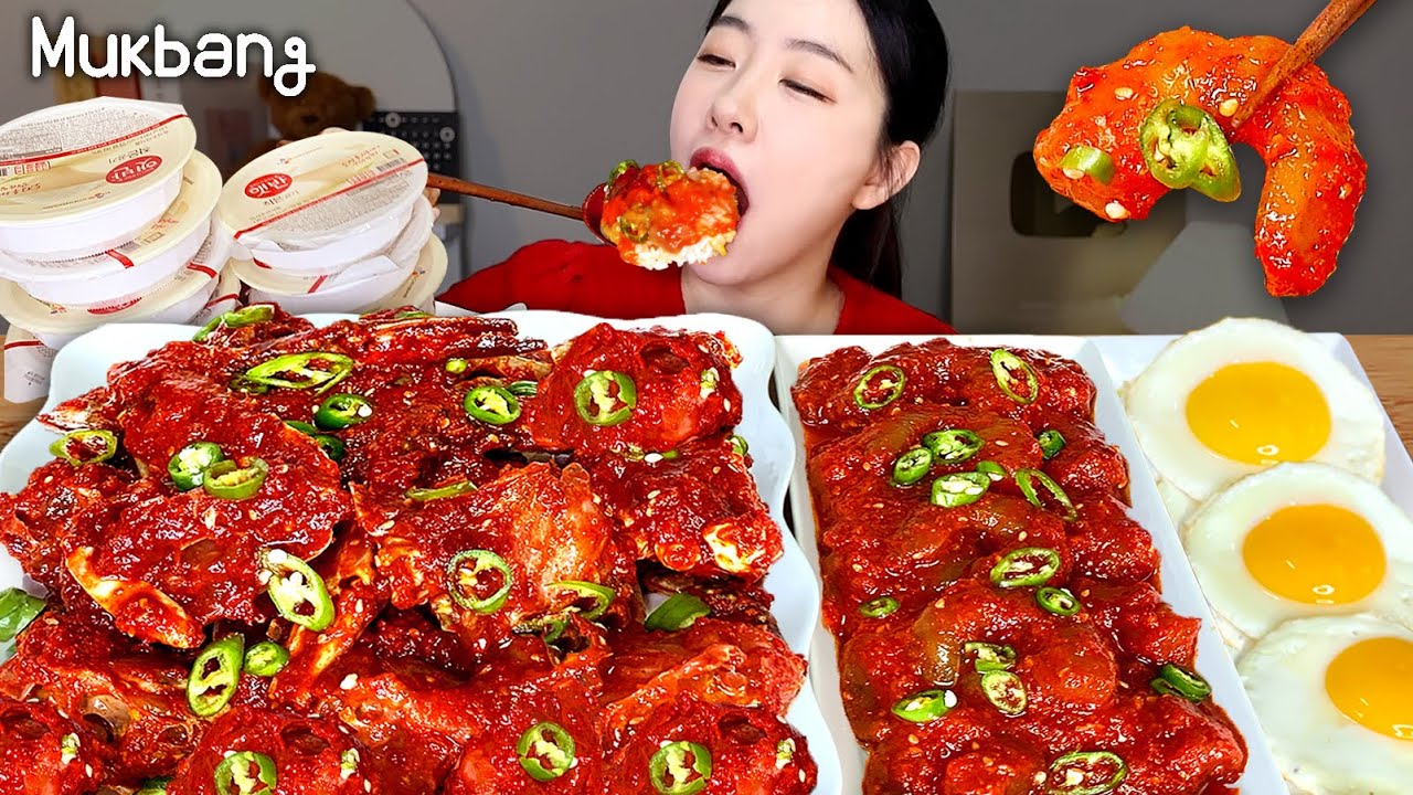 살이 꽉찬 매콤한 양념게장에 통글탱글 양념새우장 🦀🦐!!밥도둑 먹방ㅣㅣ게장 새우장 먹방 MARINATED SHRIMP,CRAB ASMR MUKBANG