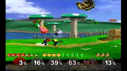 Super Smash Bros Melee Debug Menu Fun - 6-Players on 1-1 Mushroom Kingdom