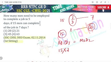 How many men need to be employed to complete a job in 5days, if 15 men can complete ⅓
