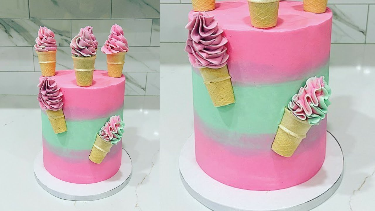 Butterceam ice cream cone cake | Cake decorating tutorials ...