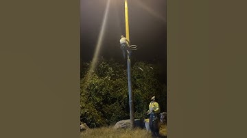 Lineman Loses His Footing While Climbing Phone Pole🤯 #fails #safetyfails #workfails #badday #safety