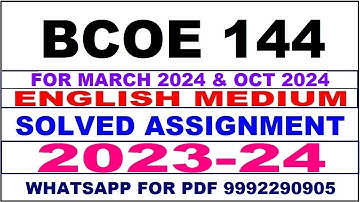 bcoe 144 solved assignment 2023-24 | bcoe 144 solved assignment in english 2024 | bcoe 144 2024