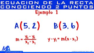 Ecuación de la recta conociendo 2 puntos | Ejemplo 1