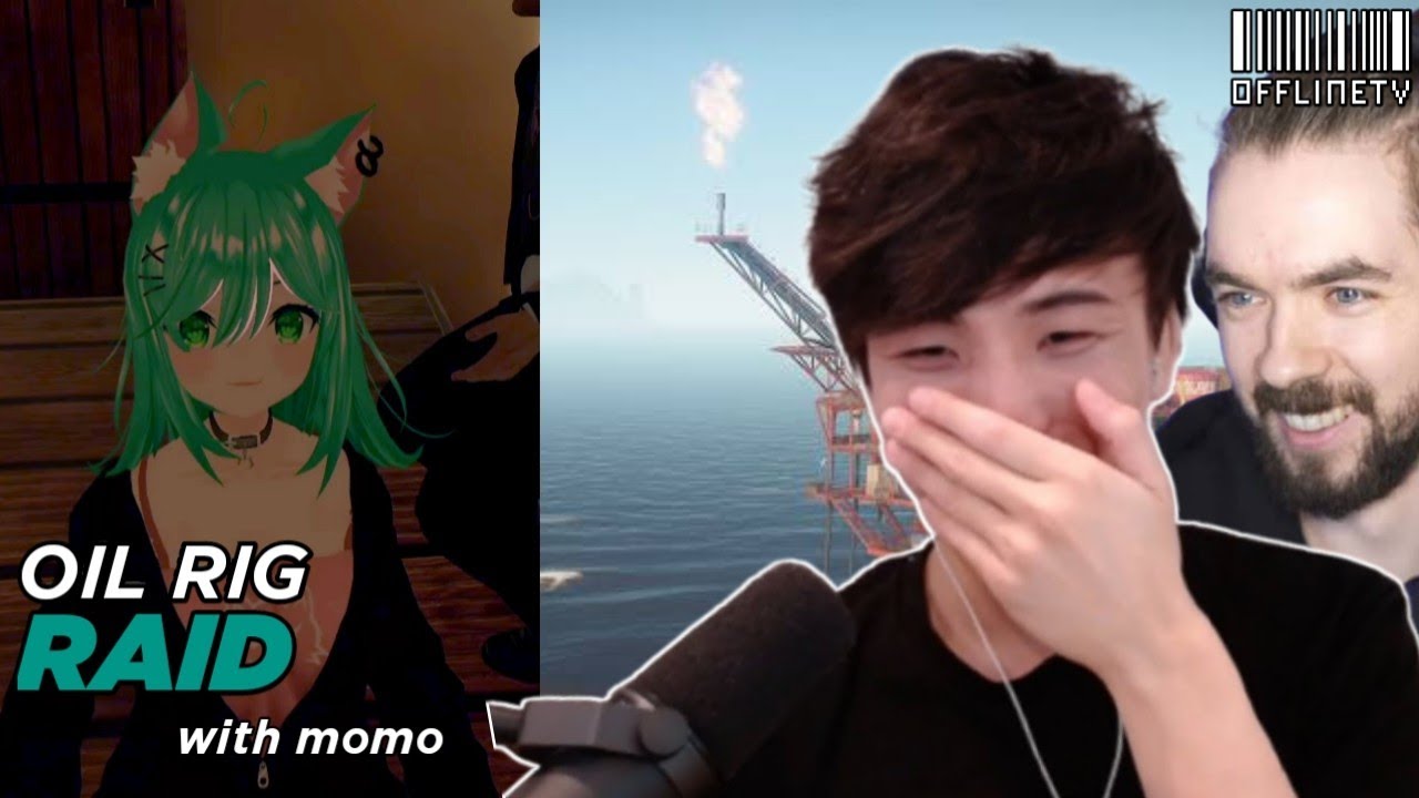 Sykkuno Oil rig Raid with Momo Mischief & Jacksepticeye | RUST ...