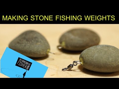 Making stone fishing weights or sinkers 