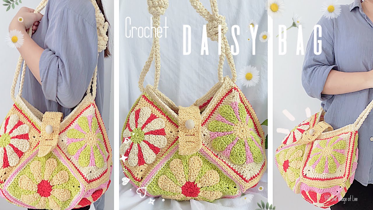 Móc Túi Ghép Ô Hoa Cúc Daisy Siêu Chi Tiết 💮| Crochet Bag| Crochet Daisy Motif Square Bag Tutorial