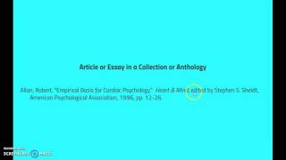 Article or Essay in a Collection or Anthology