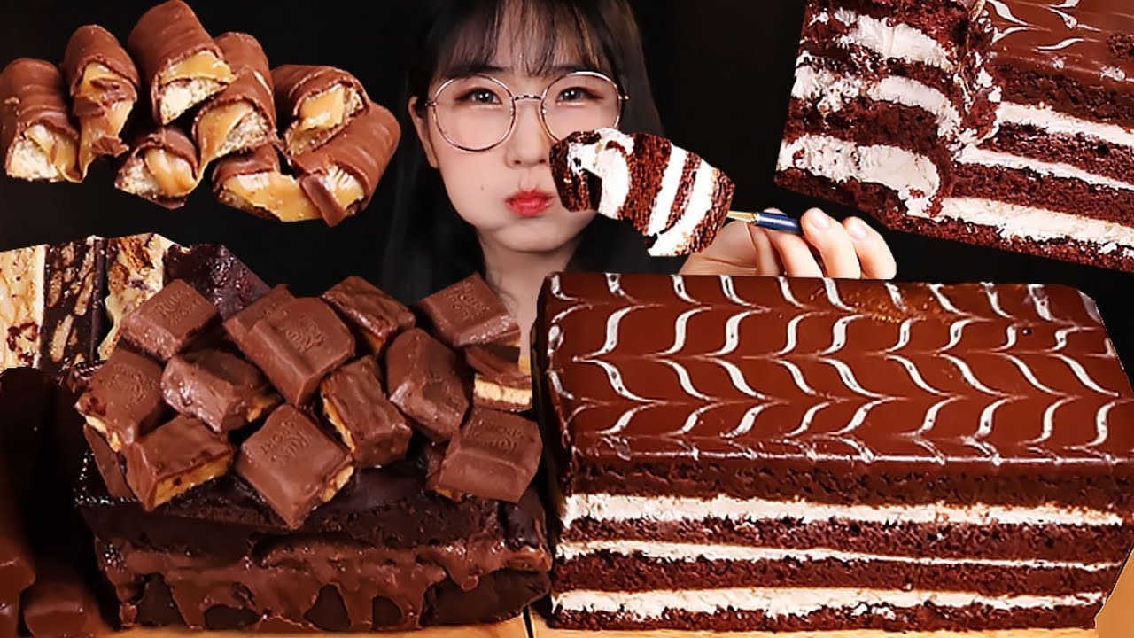 ASMR 쇼콜라크림케이크 초콜릿범벅 초코디저트 먹방 Chocolate Dessert🍫 Ice Cream Cake Brownie MuKBang!