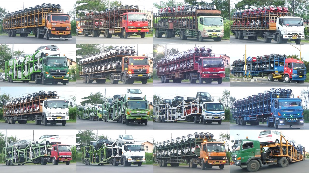 TRUK PENGANGKUT MOTOR & MOBIL!!! TRUCK TRAILER GANDENGAN TRINTIN CAR CARRIER ENGKEL HINO FUSO ISUZU