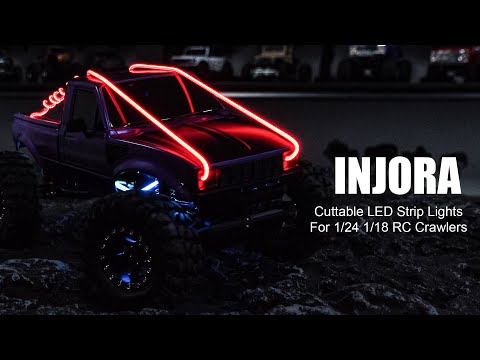 INJORA Flexible Cuttable LED Strip Lights for 1/24, 1/18 RC Crawlers (Red, Yellow, Blue)