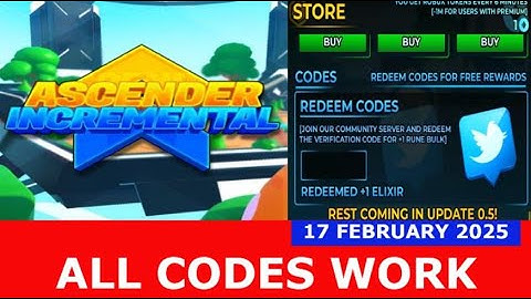 *ALL CODES WORK* [500K⭐] Incremental Ascender! ROBLOX | FEBRUARY 17, 2025