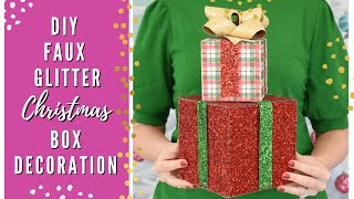 DIY Decorative Christmas Gift Boxes with Faux Glitter Leather