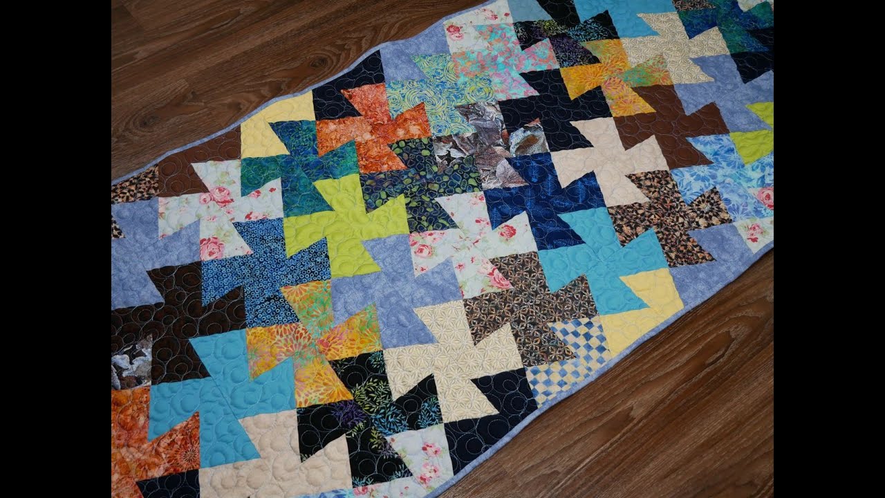 A simple scrap quilt block. Yoga mat 