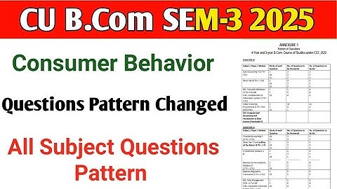 Marks Pattern Changed | Consumer Behaviour| Bcom sem -3 | Calcutta University | Bcom 3rd Semester