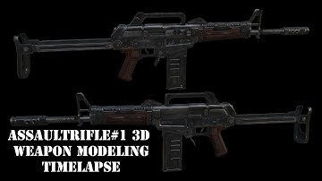 Assaultrifle#1 Concept Weapon 3D Model Timelapse