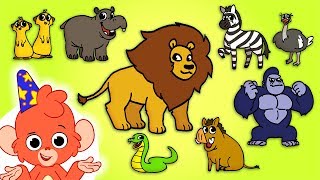 Learn Wild Animals Names and Sounds | Safari Zoo Animal names for Kids