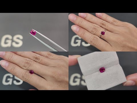 Unheated red ruby cushion cut 1.07carats, Burma (Mogok) Video  № 1