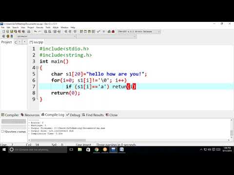 Search for a character in a string without and with using library function