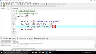 Search for a character in a string without and with using library function