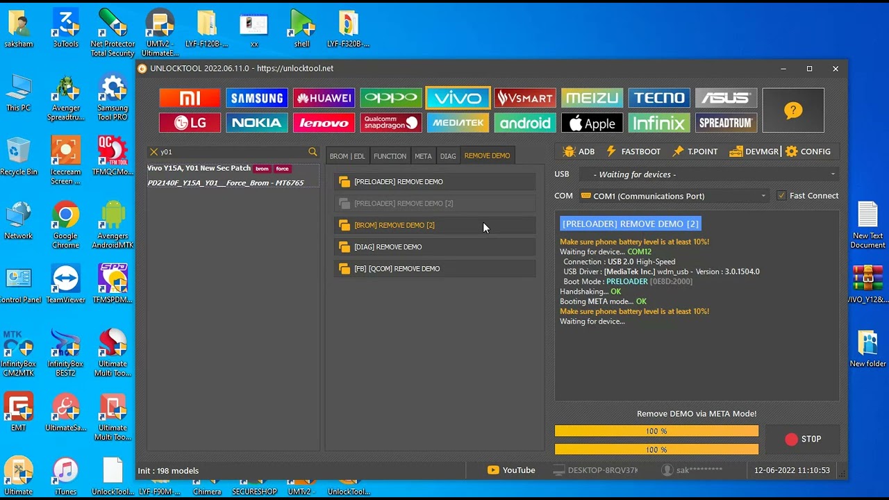 Vivo Y01 (V2118) DEMO remove done by unlocktool