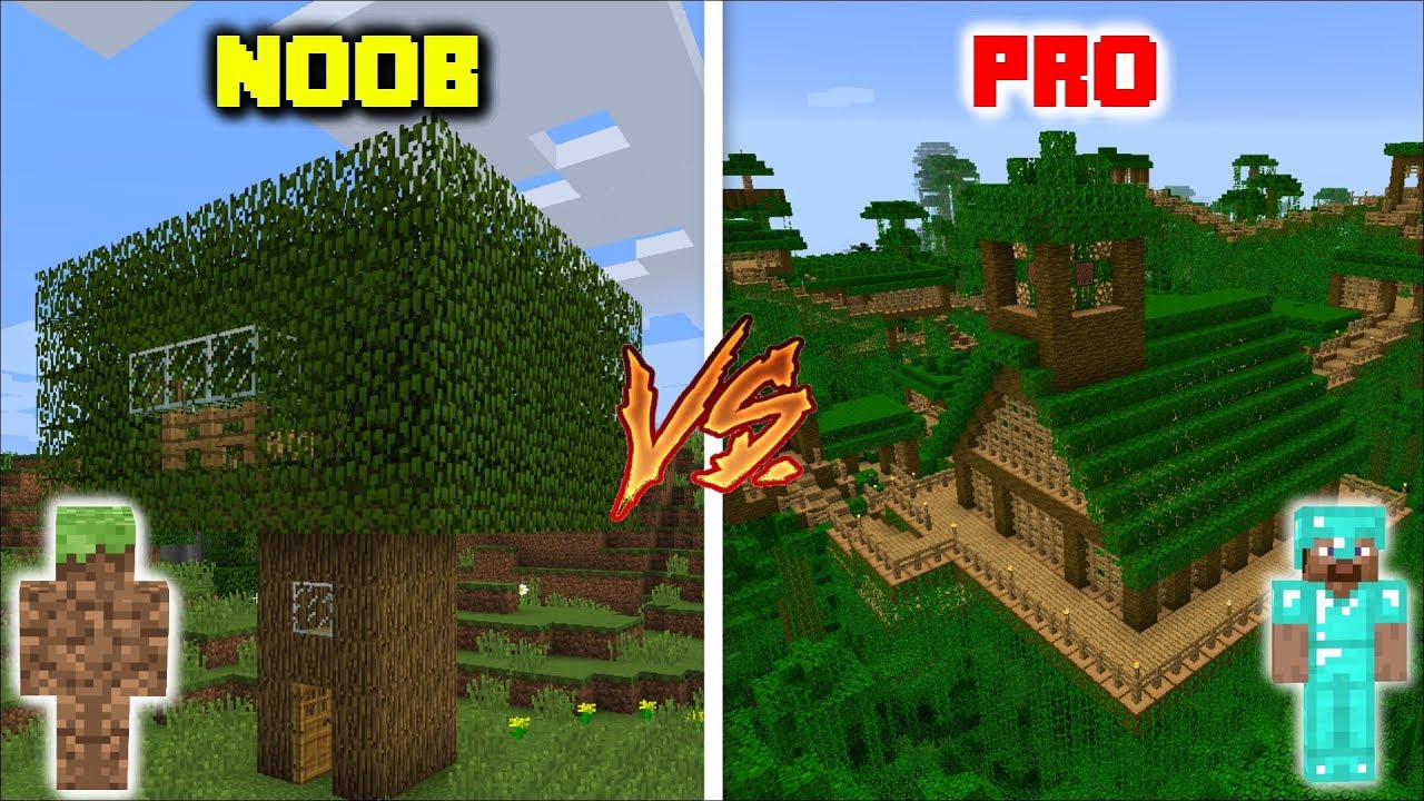 Minecraft NOOB TREEHOUSE VS PRO TREEHOUSE / SURVIVAL OF 