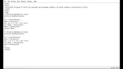 PHP Program To find the minimum and maximum numbers of given numbers